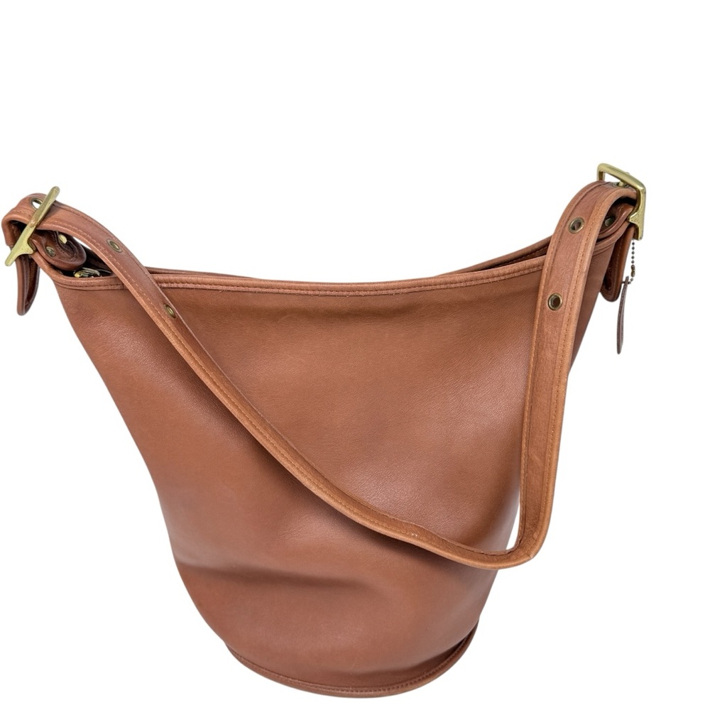 Vintage Coach Leather Tan Brown Duffle Sac Bucket Shoulder Bag Purse #H6D 9085